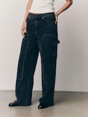 Noir - Jeans Carpenter à jambe large 100% coton - Image 3 de 7