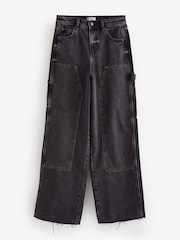 Noir - Jeans Carpenter à jambe large 100% coton - Image 6 de 7