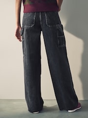 Black Hourglass Carpenter Wide Leg 100% Cotton Jeans - Image 4 of 11