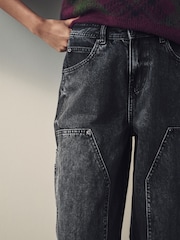 Black Hourglass Carpenter Wide Leg 100% Cotton Jeans - Image 5 of 11