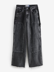 Black Hourglass Carpenter Wide Leg 100% Cotton Jeans - Image 7 of 11