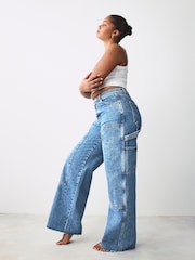 Mittelblau - Hourglass Carpenter Jeans mit weitem Bein aus 100% Baumwolle - Bild 1 von 9