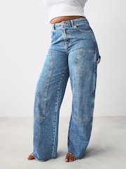 Mittelblau - Hourglass Carpenter Jeans mit weitem Bein aus 100% Baumwolle - Bild 2 von 9