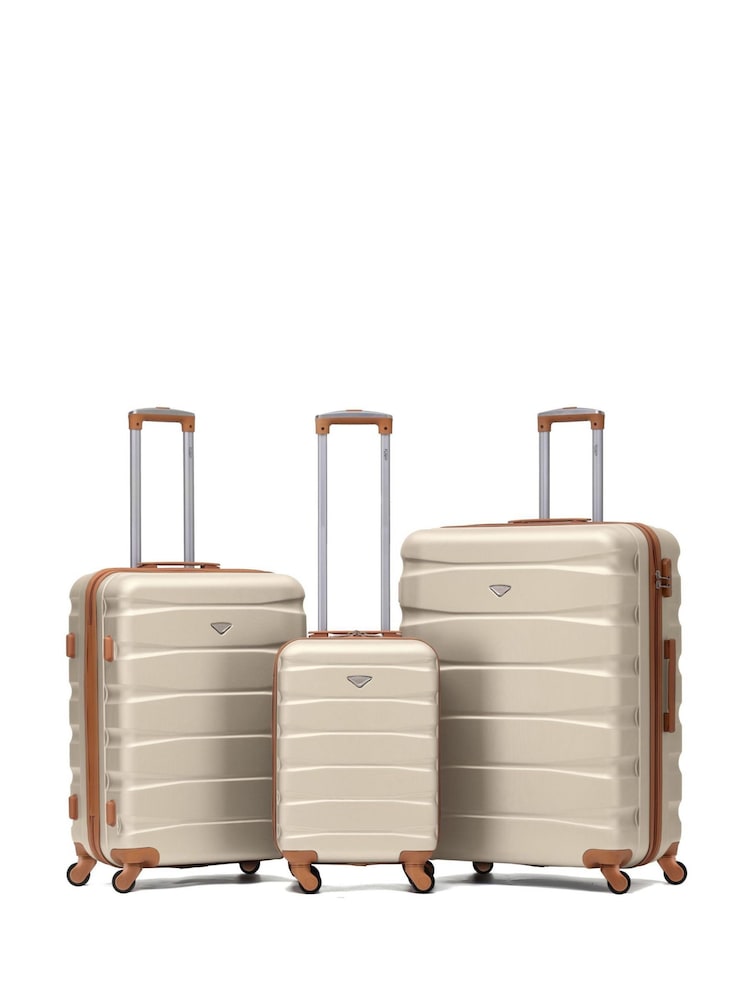 Flight Knight Cream Hardcase Large Check in Suitcases and Cabin Case Set of 3 - Image 2 of 2