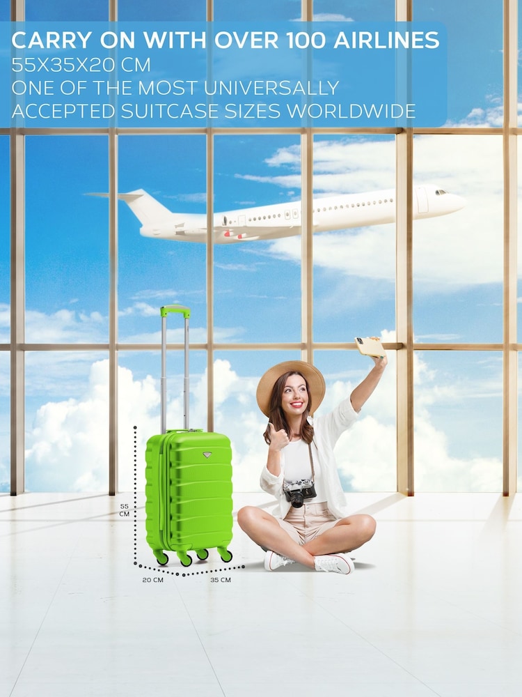 Flight Knight Green Hard Shell ABS Cabin Carry On Case Easyjet Size Suitcase - Image 2 of 7 Flight Knight Green Hard Shell ABS Cabin Carry On Case Easyjet Size Suitcase - Image 2 of 7