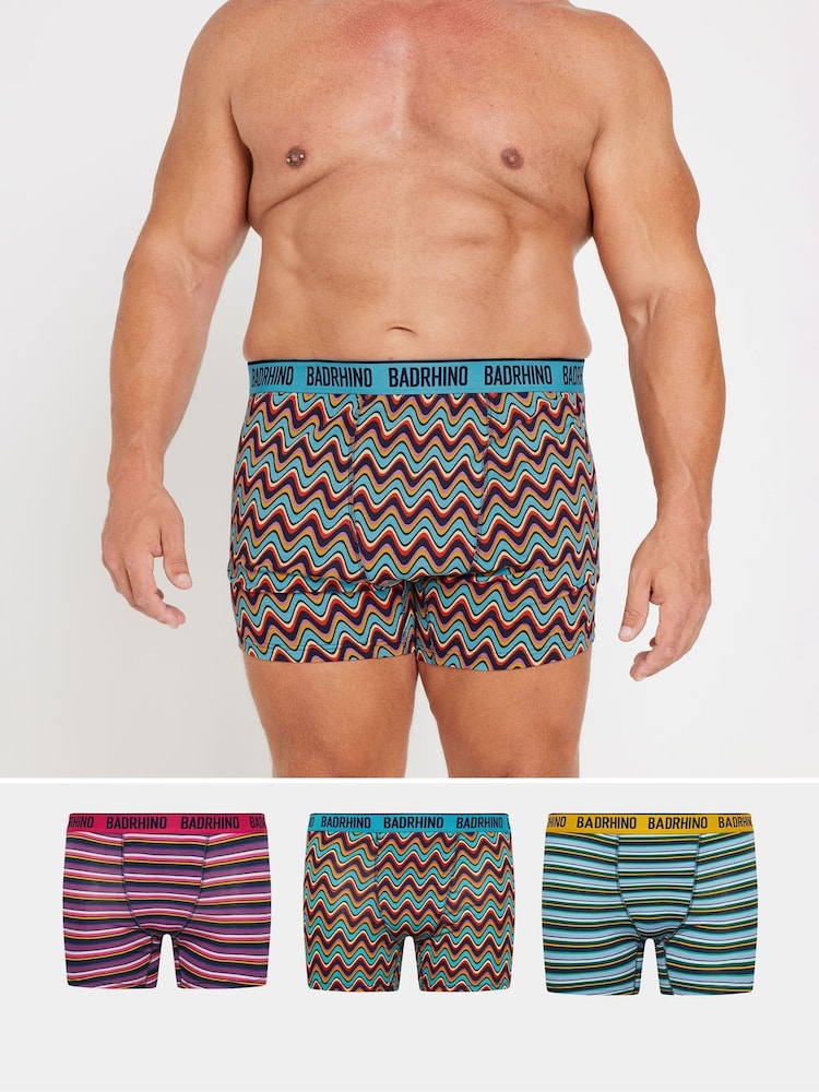 BadRhino Big & Tall Blue Stripe Boxers 3 Pack - Image 1 of 7
