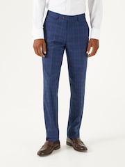 Skopes Blue Tailored Fit Elton Check Sustainable Suit: Trousers - Image 1 of 4