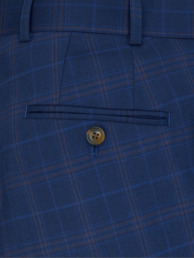 Skopes Blue Tailored Fit Elton Check Sustainable Suit: Trousers - Image 4 of 4