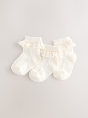 Cream Lace Baby Socks 3 Pack - Image 1 of 3