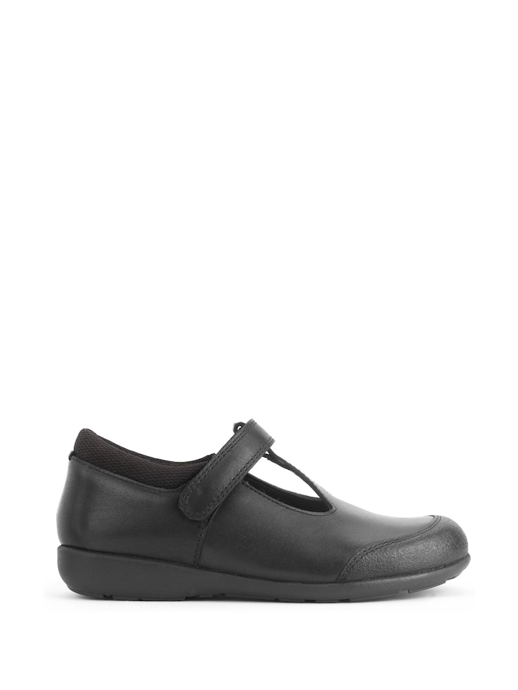 Start Rite Dual Fit Globe Leather T Bar School Black Shoes - Image 1 of 6