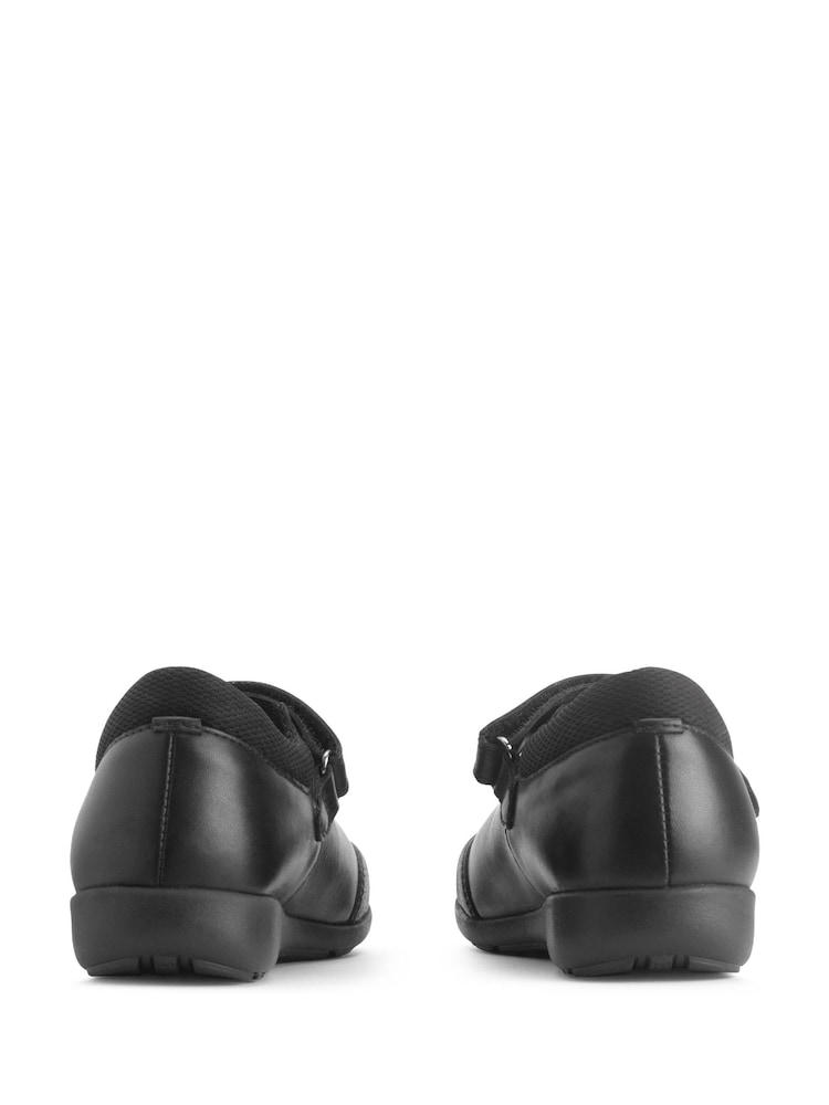 Start Rite Dual Fit Globe Leather T Bar School Black Shoes - Image 2 of 6