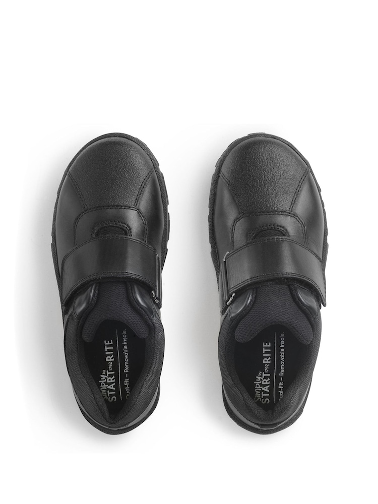 Start Rite Dual Fit Atlas Leather Rip Tape School Black Shoes - Image 4 of 5