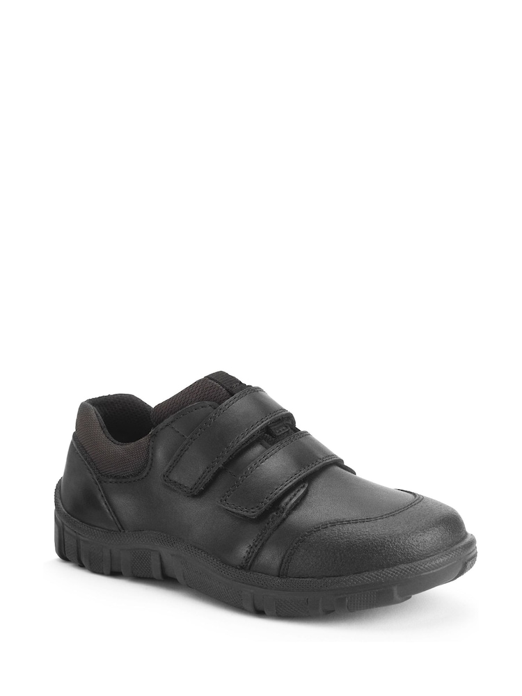 Start Rite Topic Dual Fit Rip Tape Black Leather School Shoes - Image 2 of 5