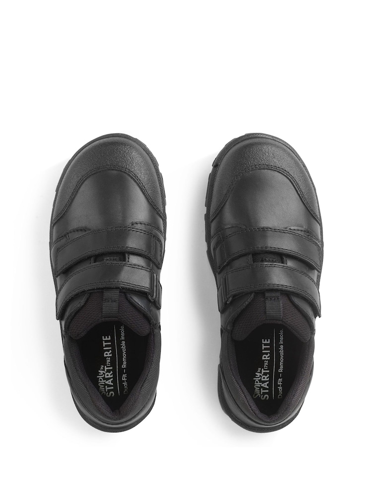 Start Rite Topic Dual Fit Rip Tape Black Leather School Shoes - Image 4 of 5