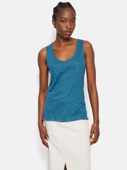 Jigsaw Blue 100% Linen Layering Vest - Image 1 of 6