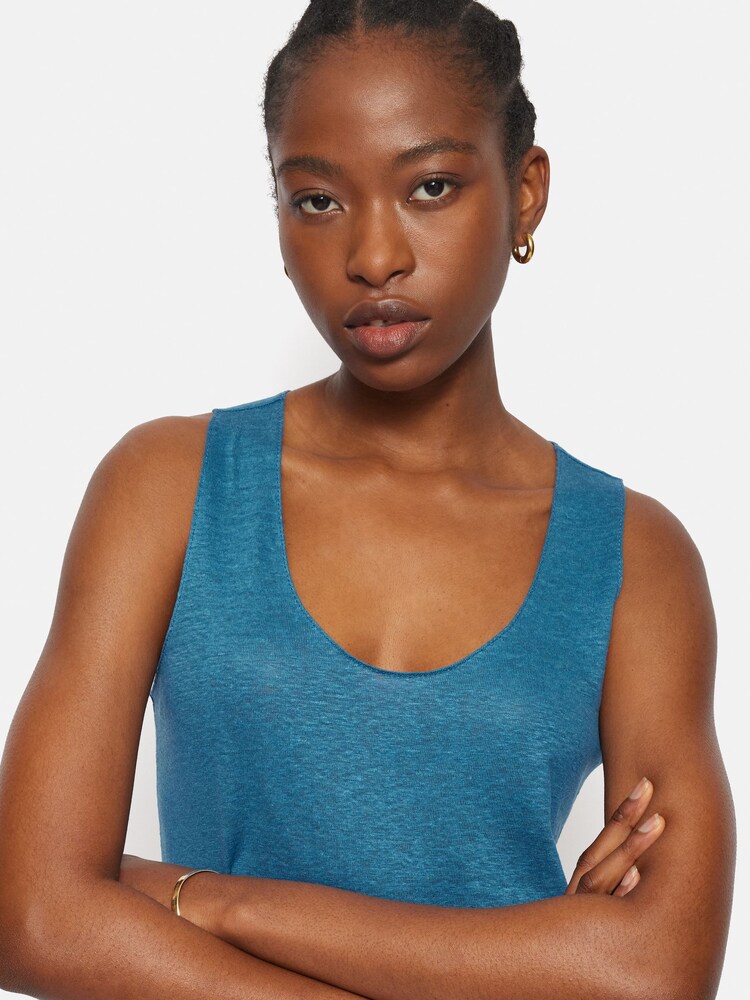 Jigsaw Blue 100% Linen Layering Vest - Image 2 of 6 Jigsaw Blue 100% Linen Layering Vest - Image 2 of 6