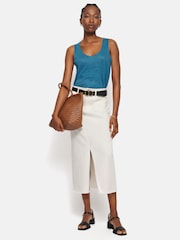 Jigsaw Blue 100% Linen Layering Vest - Image 3 of 6