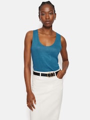 Jigsaw Blue 100% Linen Layering Vest - Image 4 of 6