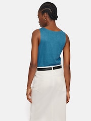 Jigsaw Blue 100% Linen Layering Vest - Image 5 of 6