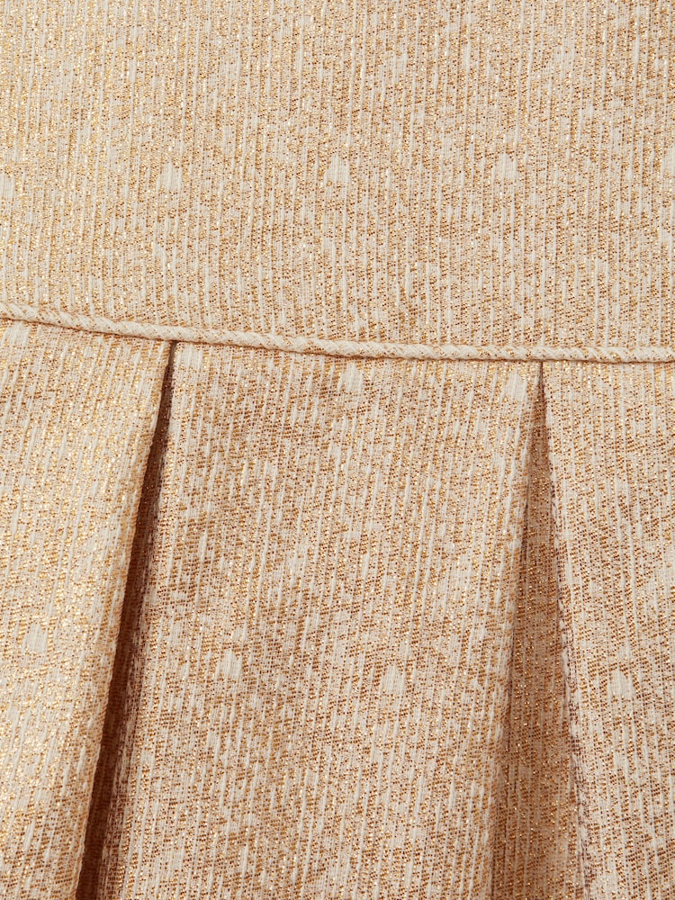 Reiss Gold Nia 9-13 yrs Metallic Pleated Cap Sleeve Dress - Image 4 of 4