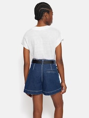 Jigsaw White 100% Linen V-Neck T-Shirt - Image 4 of 5