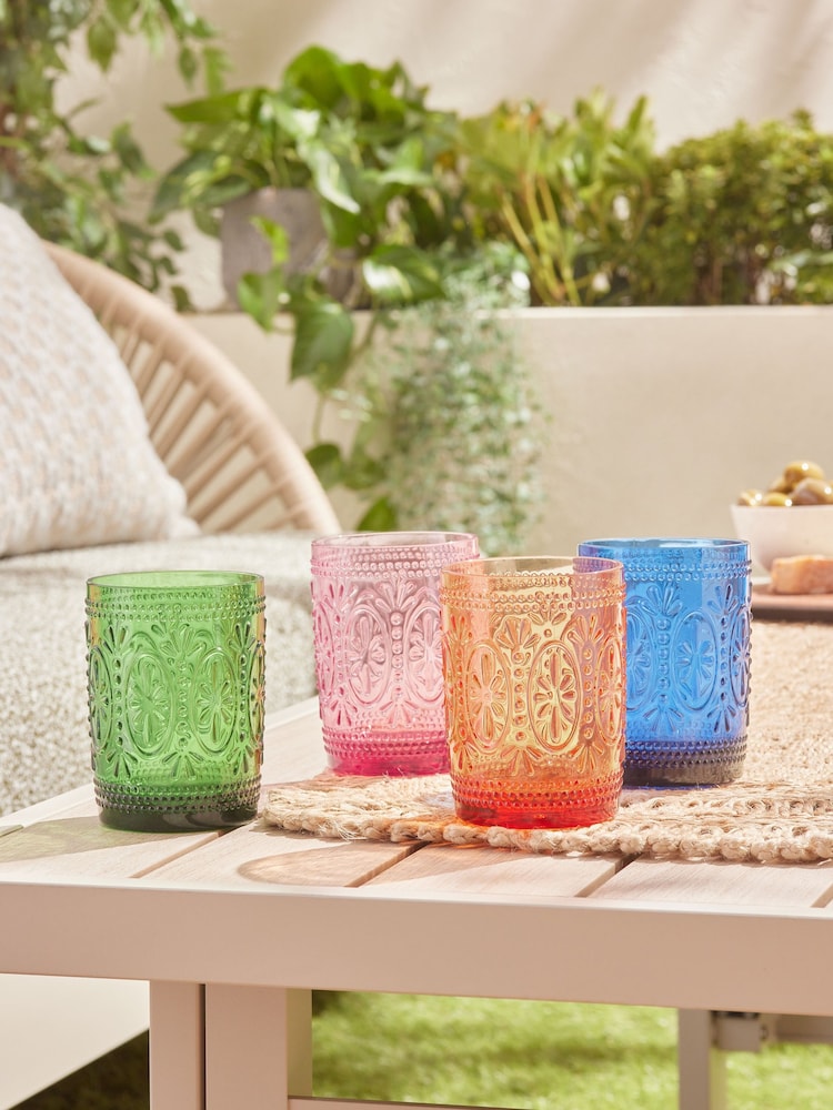 Bright Mediterranean Plastic Picnic Set of 4 Tumbler Glasses - Image 3 of 5