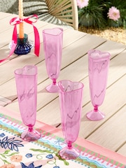 Set of 4 Heart Picnic Acrylic Flute Glasses - Image 3 of 6