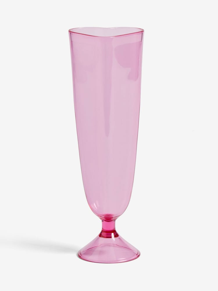 Set of 4 Pink Heart Picnic Acrylic Flute Glasses - Image 5 of 6