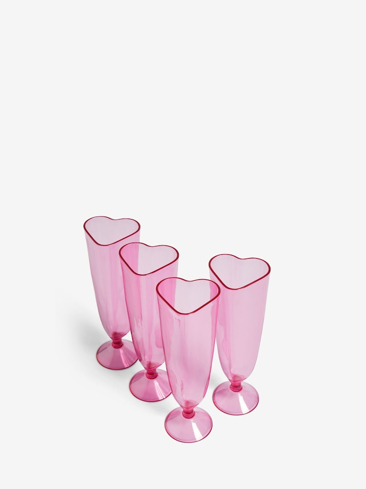Set of 4 Heart Picnic Acrylic Flute Glasses - Image 6 of 6