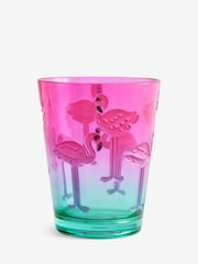 Pink/Turquoise Blue Flamingo Picnic Set of 4 Tumbler Glasses - Image 4 of 4