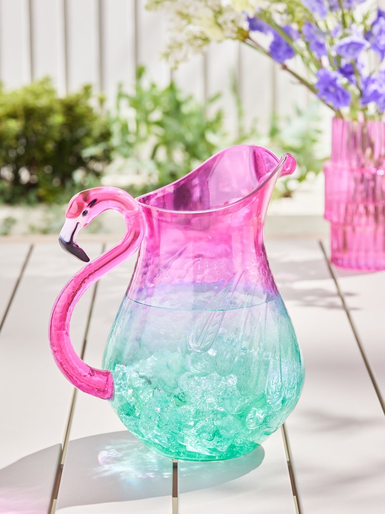 Pink/Turquoise Blue Flamingo Picnic Jug - Image 1 of 5