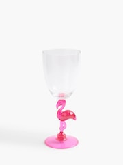 Pink/Turquoise Blue Flamingo Picnic Set of 4 Wine Glasses - Image 4 of 4