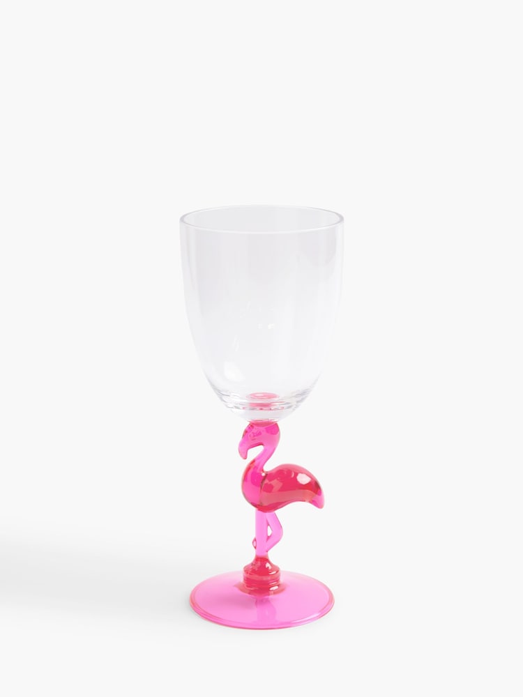 Pink/Turquoise Blue Flamingo Picnic Set of 4 Wine Glasses - Image 4 of 4