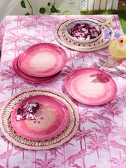Set of 4 Pink Reactive Glaze Picnic Dinner Plates - Image 1 of 5