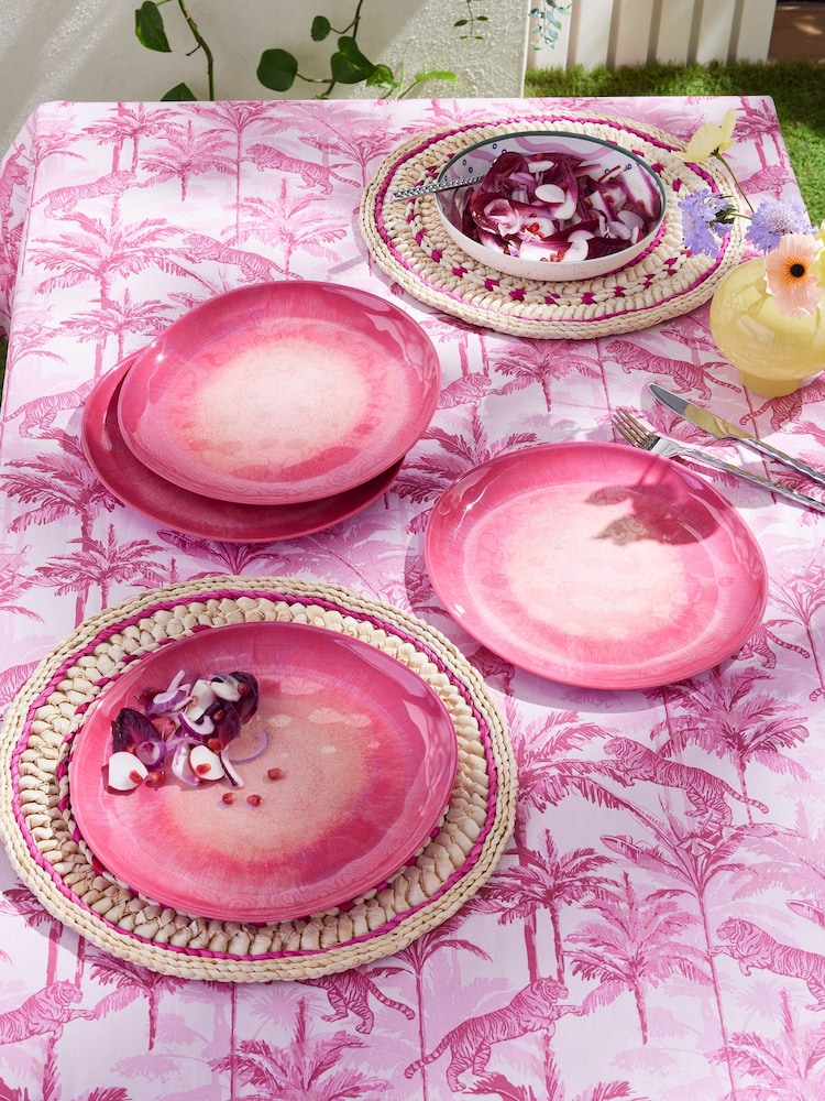 Set of 4 Pink Reactive Glaze Picnic Dinner Plates - Image 1 of 5