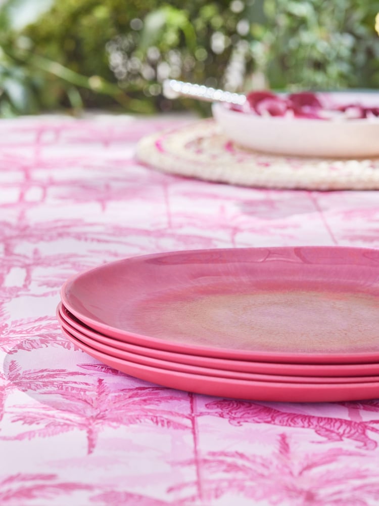 Set of 4 Pink Reactive Glaze Picnic Dinner Plates - Image 2 of 5