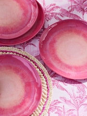 Set of 4 Pink Reactive Glaze Picnic Dinner Plates - Image 3 of 5