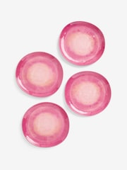 Set of 4 Pink Reactive Glaze Picnic Dinner Plates - Image 4 of 5