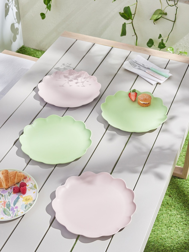 Lilac Purple/Green Floral Picnic Dinnerware Set of 4 Dinner Plates - Image 1 of 6