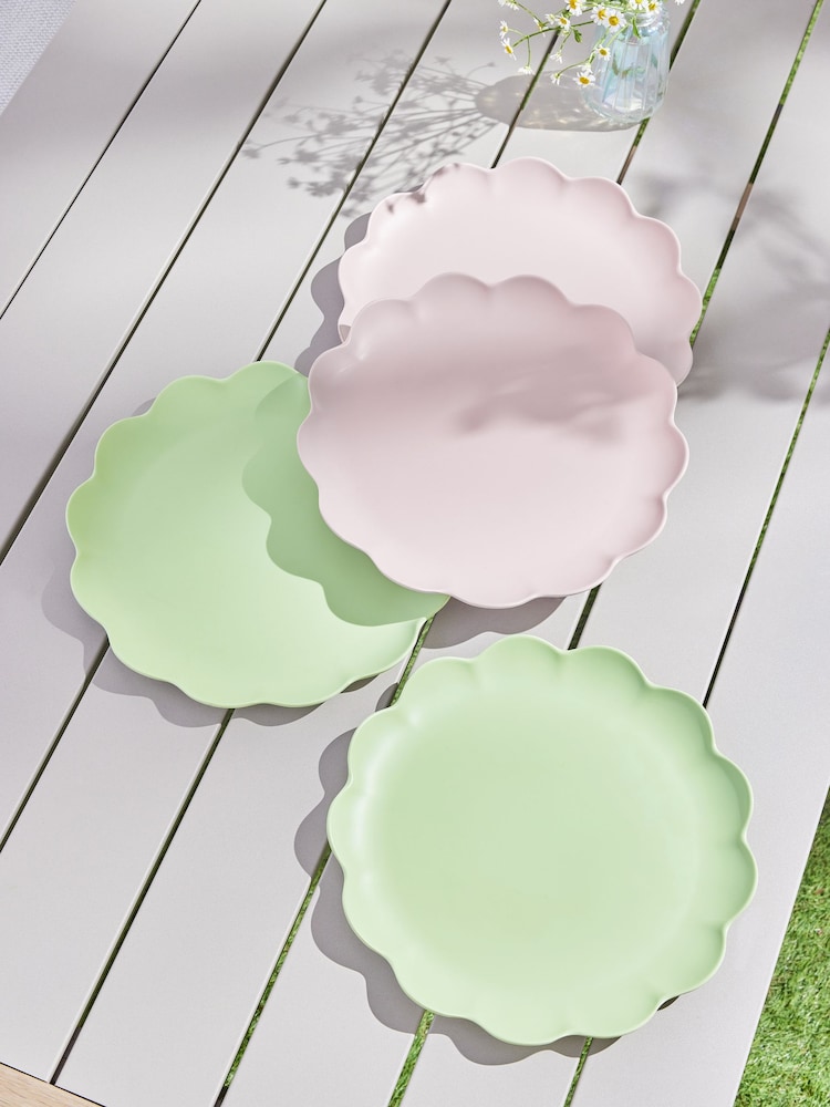 Lilac Purple/Green Floral Picnic Dinnerware Set of 4 Dinner Plates - Image 2 of 6