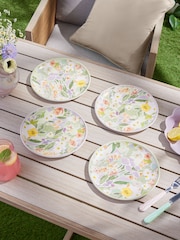 Lilac Purple/Green Floral Picnic Dinnerware Set of 4 Side Plates - Image 1 of 5