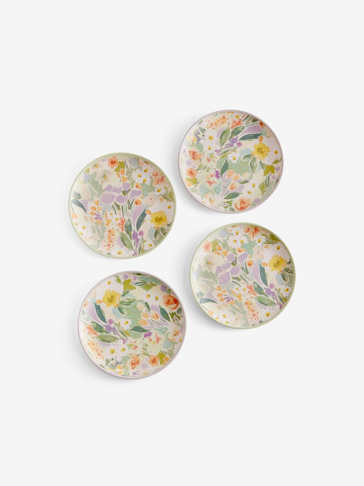 Lilac Purple/Green Floral Picnic Dinnerware Set of 4 Side Plates - Image 5 of 5