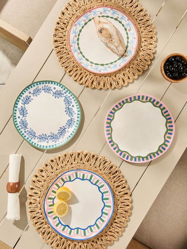 Multi Mediterranean Picnic Dinnerware Set of 4 Dinner Plates - Image 2 of 5