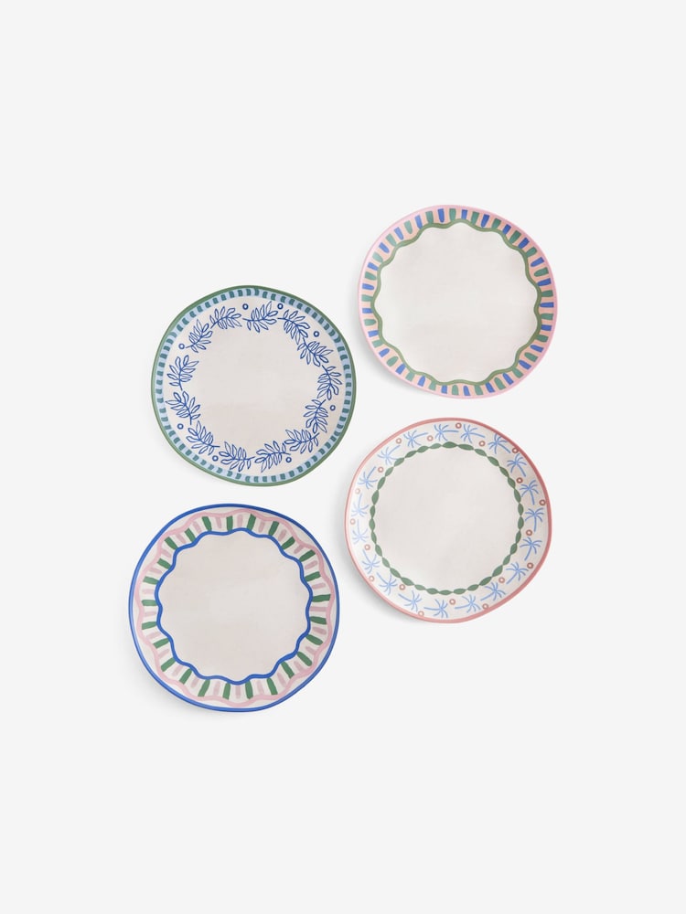 Multi Mediterranean Picnic Dinnerware Set of 4 Dinner Plates - Image 5 of 5