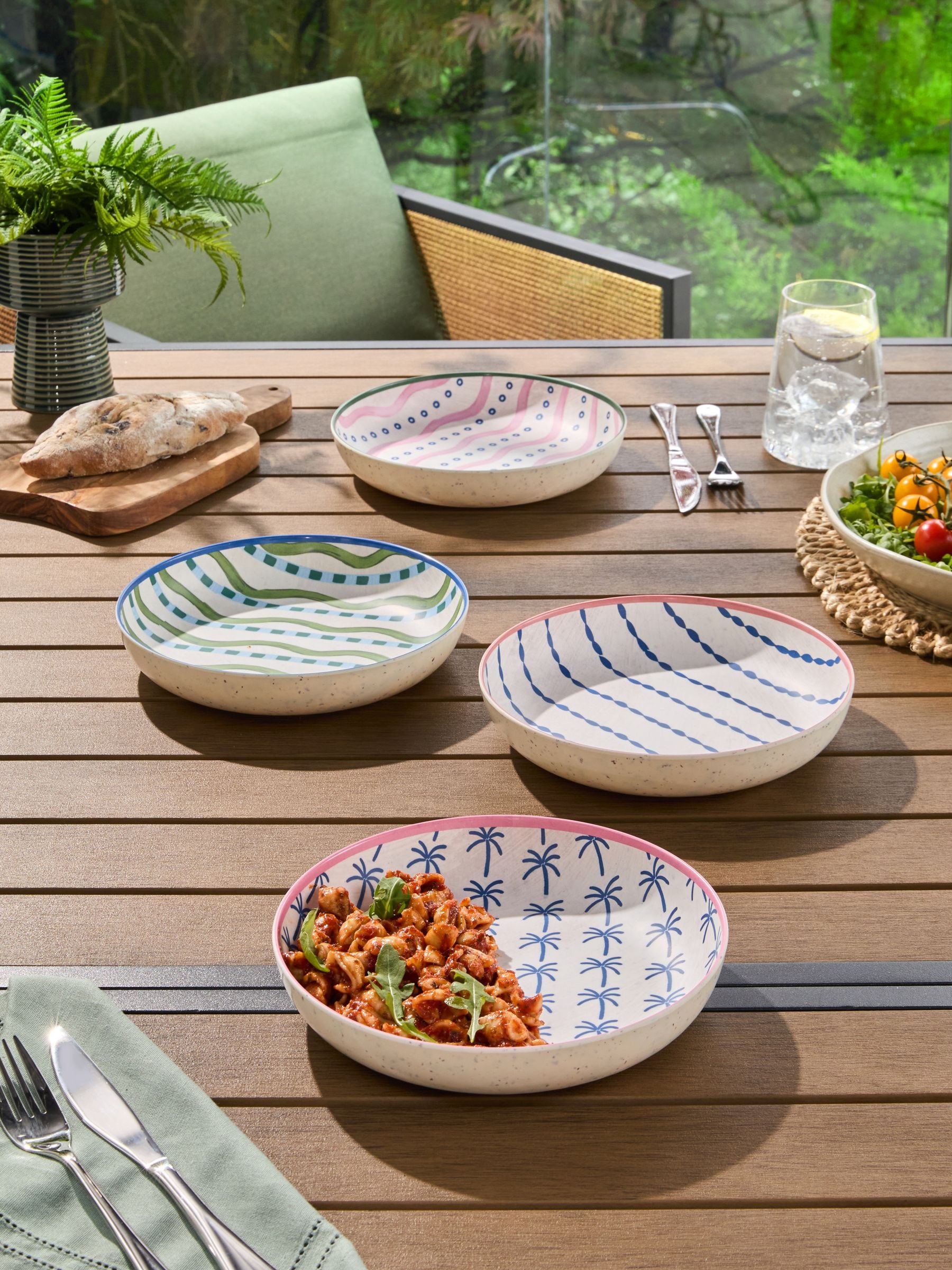 Buy Multi Mediterranean Picnic Dinnerware Set of 4 Pasta Bowls