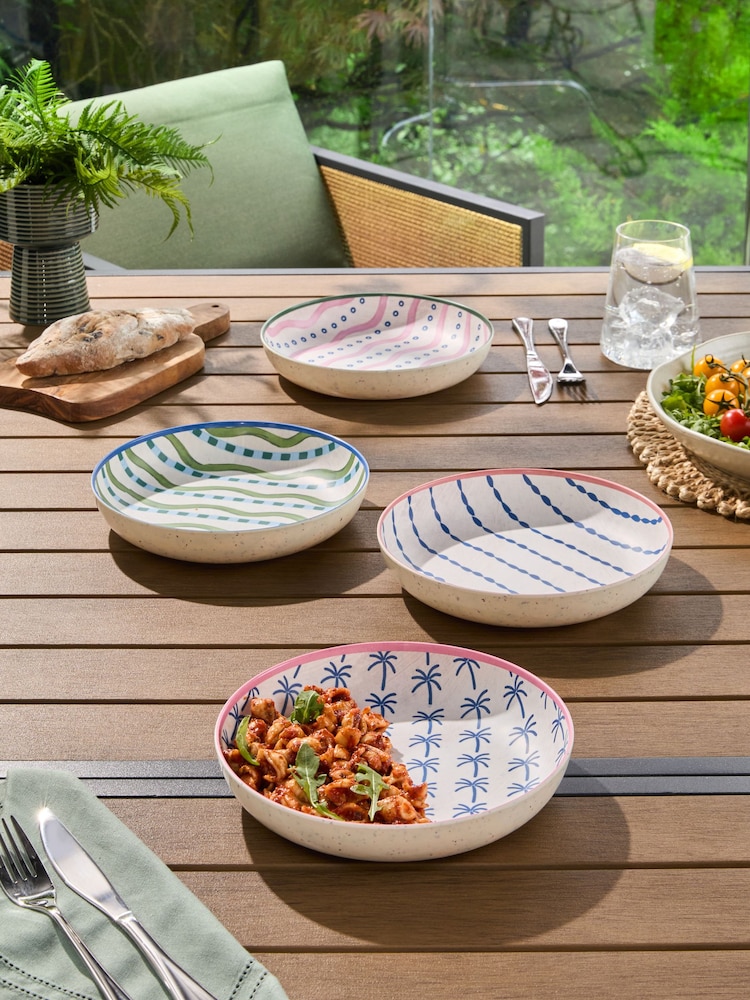 Multi Mediterranean Picnic Dinnerware Set of 4 Pasta Bowls - Image 1 of 6