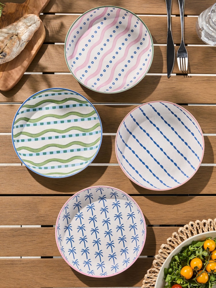 Multi Mediterranean Picnic Dinnerware Set of 4 Pasta Bowls - Image 2 of 6