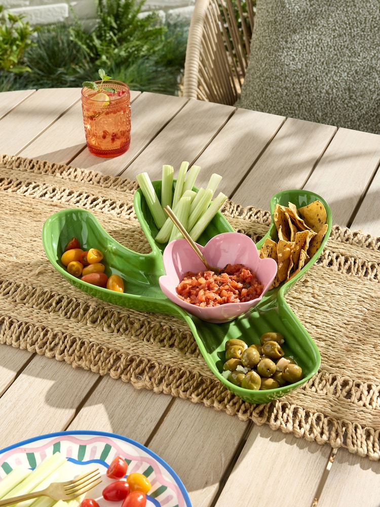 Multi Mediterranean Cactus Picnic Serveware Chip n Dip Bowl - Image 1 of 7