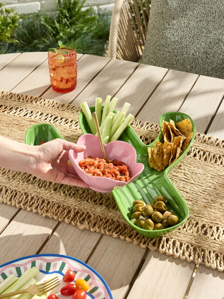 Multi Mediterranean Cactus Picnic Serveware Chip n Dip Bowl - Image 2 of 7