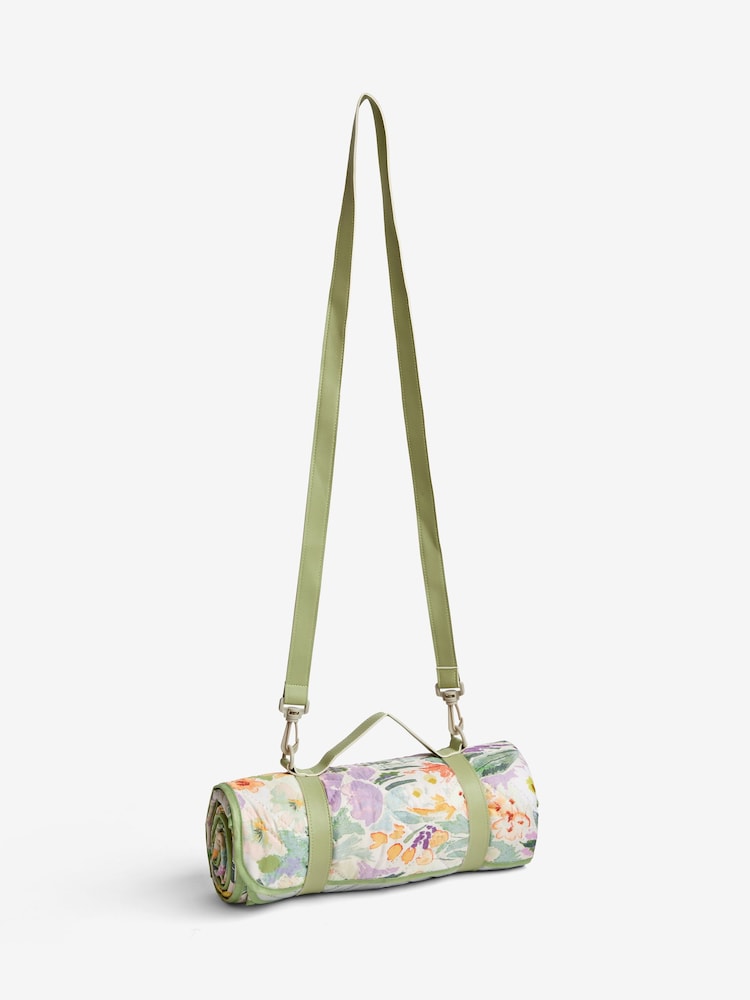 Manta de pícnic con diseño acolchado de flores - Imagen 4 de 4